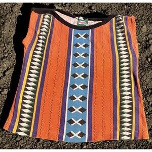 VTG Pronto Sleeveless Top western Aztec print Women’s Cotton Striped Geometric